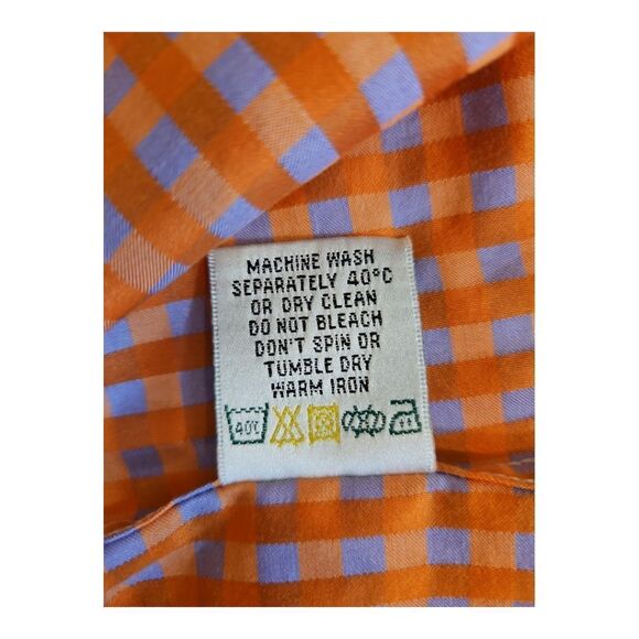 Bugatchi Uomo Designer Short Sleeve Men's Shirt SZ L Orange Plaid - Picture 8 of 8